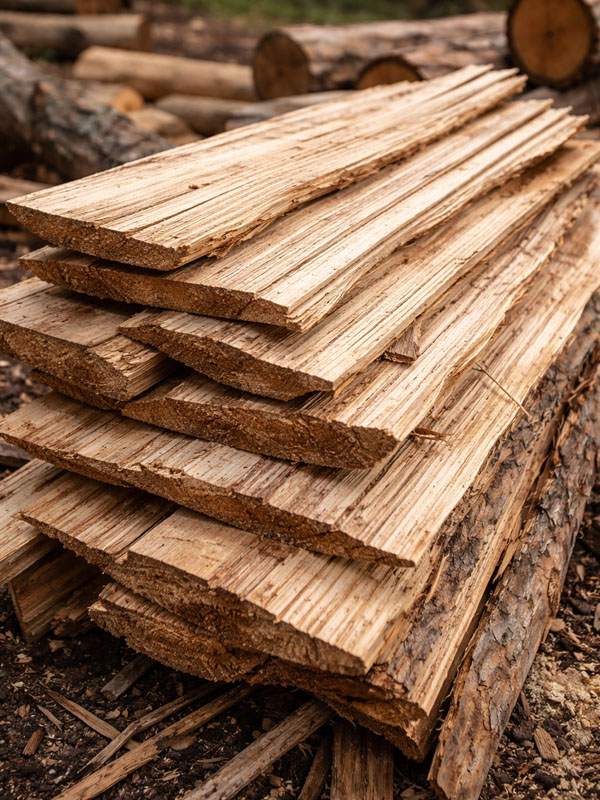 Naturalne dranice z drewna iglastego przygotowane do pokrycia dachowego