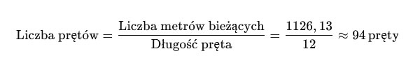 Liczba pretów fi 12 na tonę