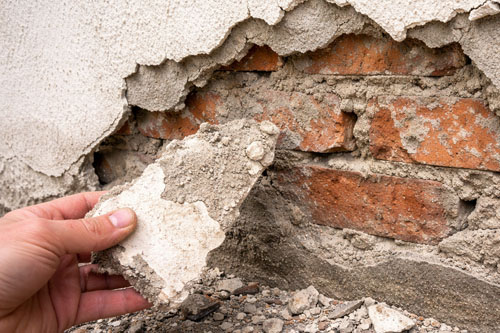 Odpadający tynk od ściany - brak przyczepności do podłoża