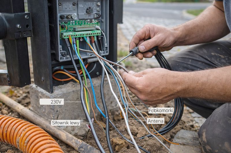 Podłączenie napędu bramy dwuskrzydłowej