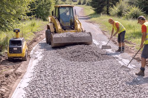 Utwardzanie drogi dojazdowej z kruszywa na prywatnej posesji